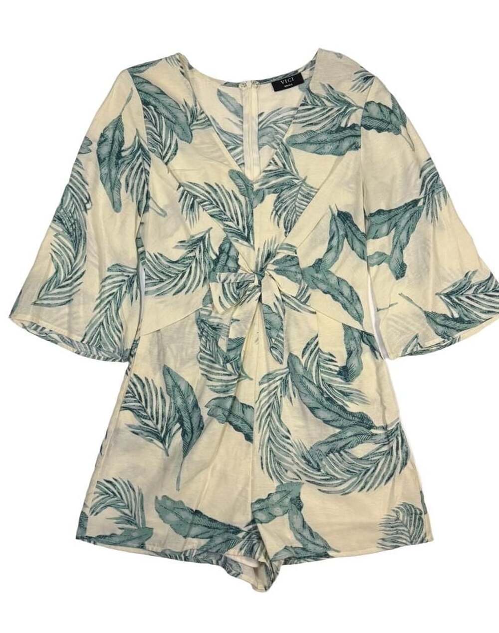 Vici Tropical Print Tie Front Romper Small